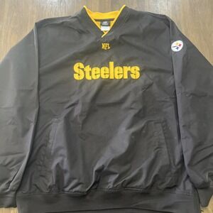 NFL Pittsburgh Steelers Black and Gold Windbreaker Pullover